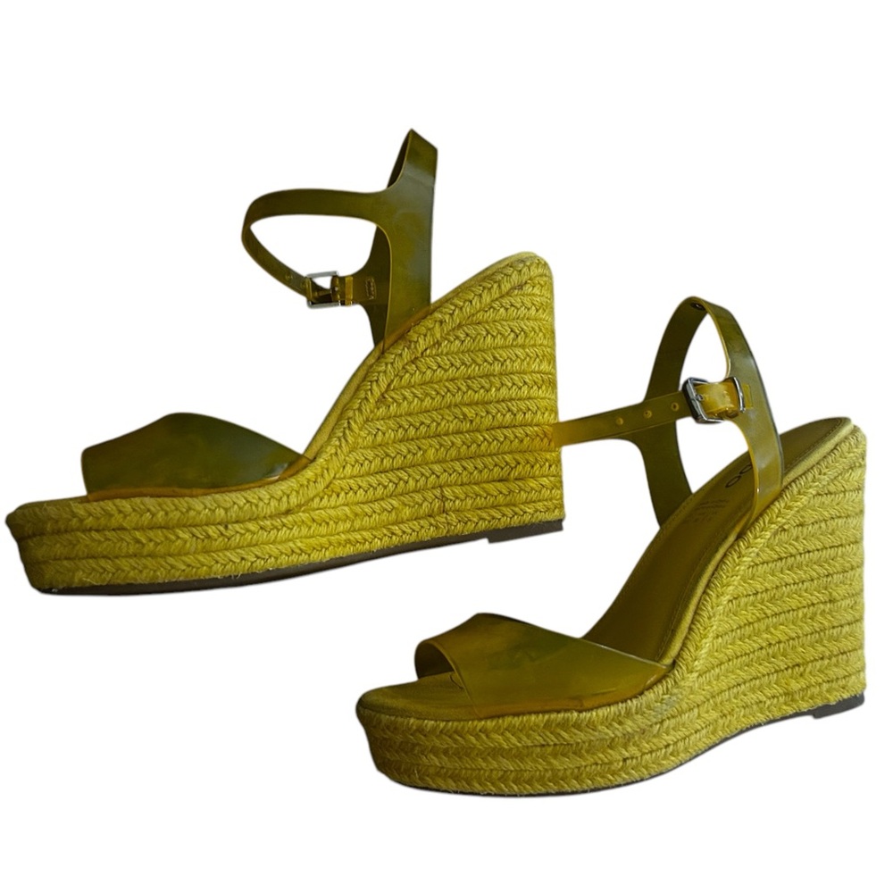 Aldo Yellow Wedge w/Clear Straps